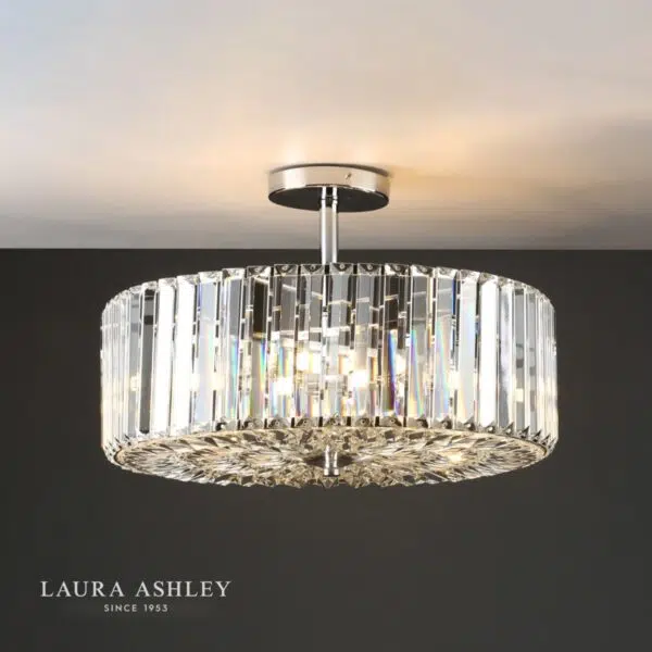 laura ashley fernhurst 4 light semi flush crystal ceiling light - Stillorgan Decor