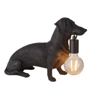 quirky dog inspired table lamp matt black