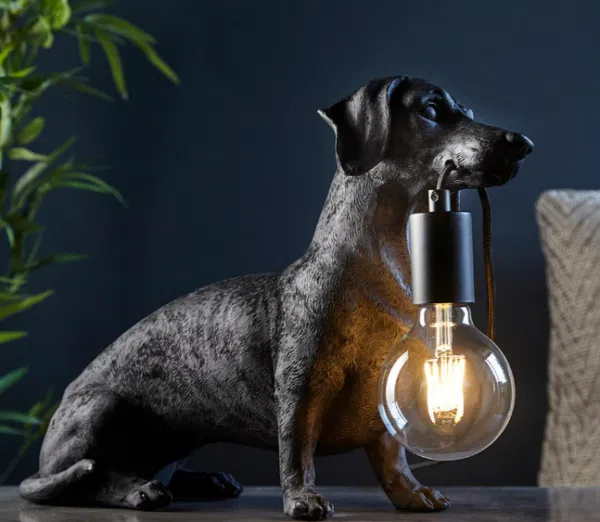 quirky dog inspired table lamp matt black - Stillorgan Decor