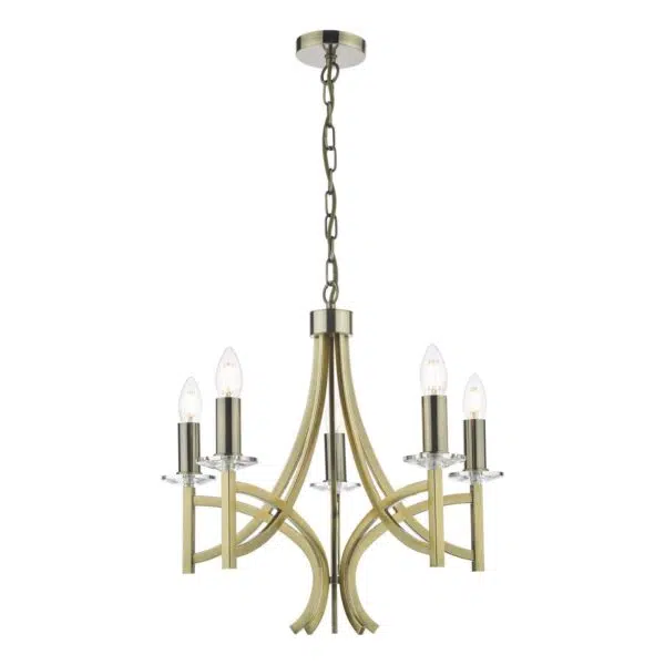 intersecting arms 5 light antique brass chandelier ceiling light - Stillorgan Decor