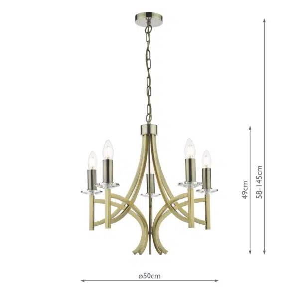 intersecting arms 5 light antique brass chandelier ceiling light - Stillorgan Decor