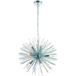 bursting star ceiling pendant light polished chrome silver - Stillorgan Decor