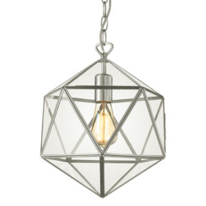 geometric glass lantern ceiling light satin nickel silver - Stillorgan Decor