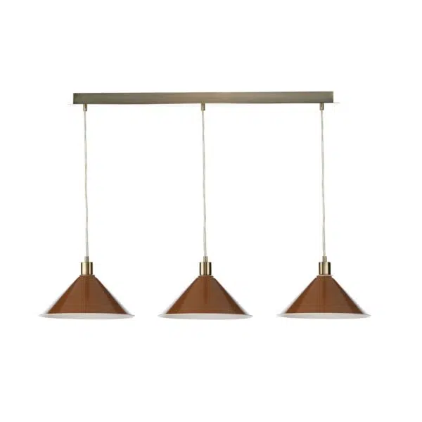 country style 3 shade ceiling pendant light various colours - Stillorgan Decor