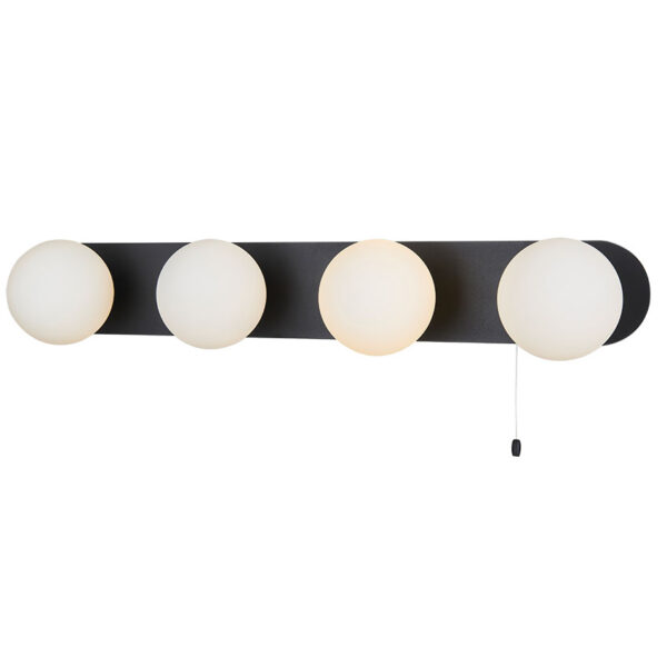 aqua globe 4 light bathroom wall light - black