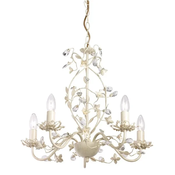 intricate 5 light flower chandelier cream and gold - Stillorgan Decor