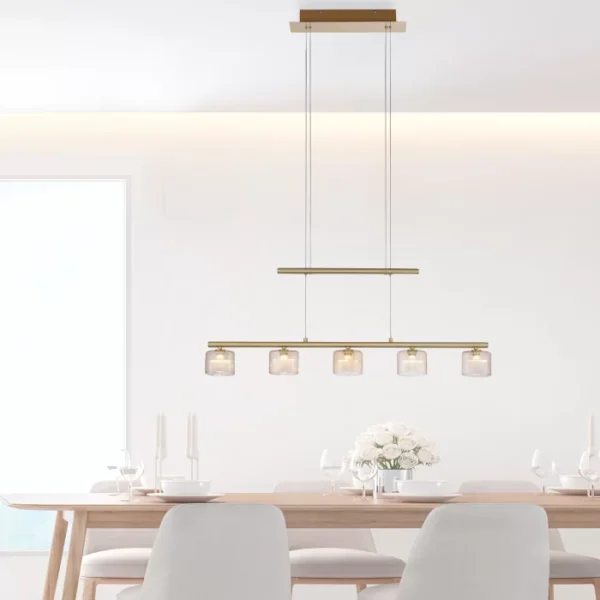 hanging modern 5 light ceiling pendant brass - Stillorgan Decor