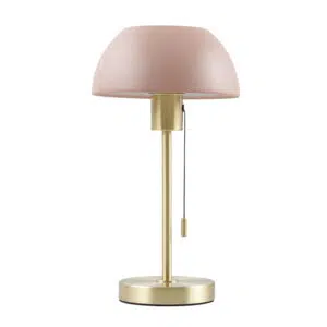 cute designer domed pull chord table lamp brass and pink