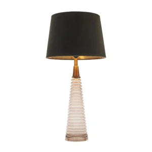 timeless rose pink ribbed glass table lamp bronze gold and mocha