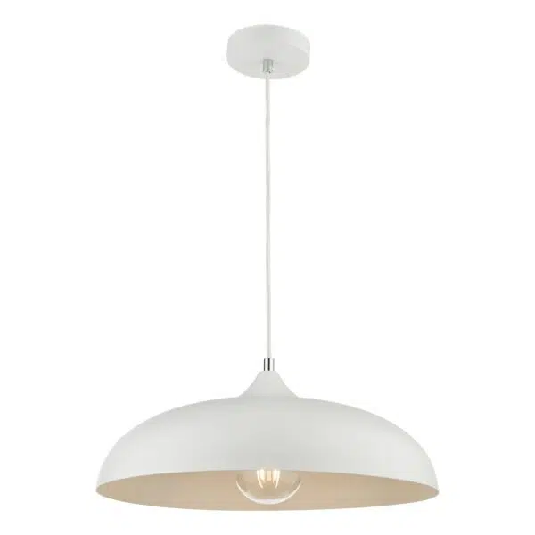 simple curved domed metal ceiling pendant light chalky white - Stillorgan Decor