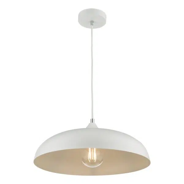 simple curved domed metal ceiling pendant light chalky white - Stillorgan Decor