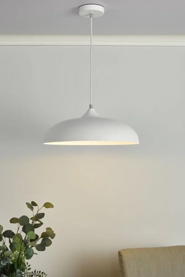 simple curved domed metal ceiling pendant light chalky white - Stillorgan Decor