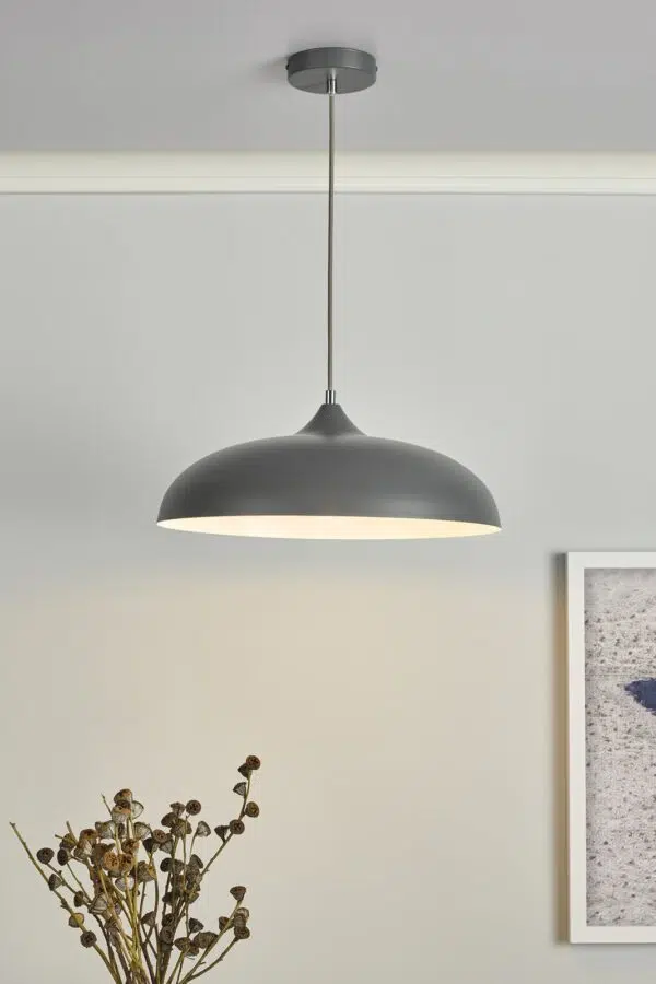 simple curved domed metal ceiling pendant light grey - Stillorgan Decor