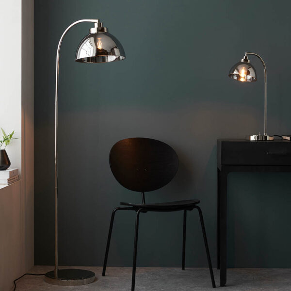 contemporary mirror effect nickel floor lamp - Stillorgan Decor