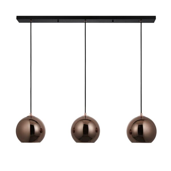 modern 3 light copper mirrored glass globe ceiling light - Stillorgan Decor