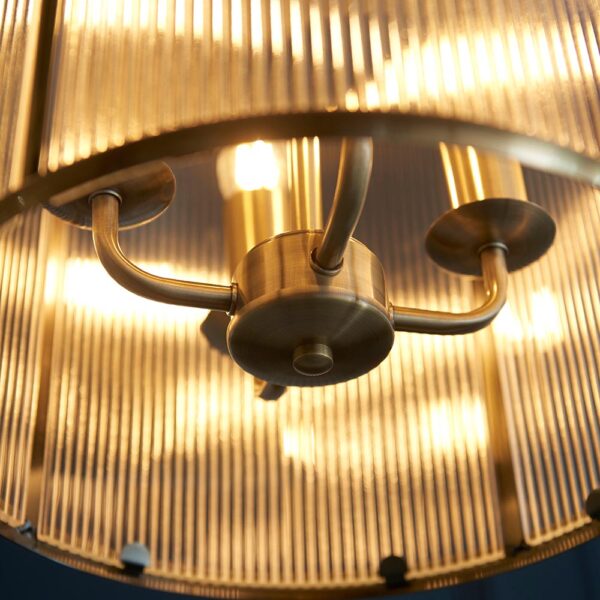 timeless ribbed glass shade ceiling pendant antique brass - Stillorgan Decor