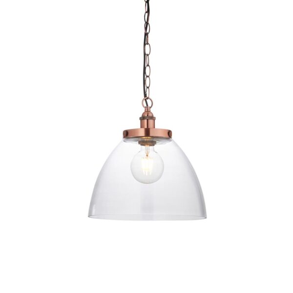 resto industrial style glass pendant large copper - Stillorgan Decor