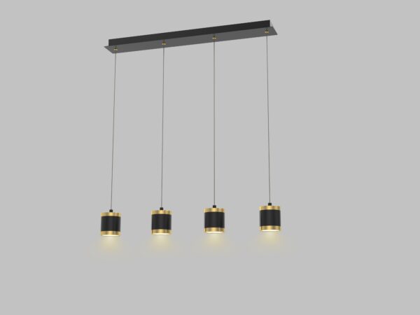 modern 4 cylinder black and gold ceiling pendant light - Stillorgan Decor