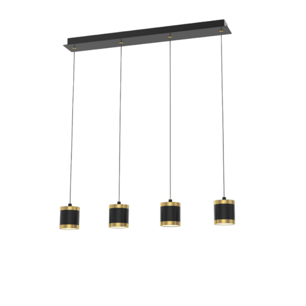 modern 4 cylinder black and gold ceiling pendant light - Stillorgan Decor