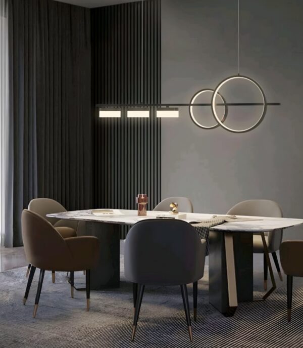 modern led ceiling pendant with round light features - Stillorgan Decor