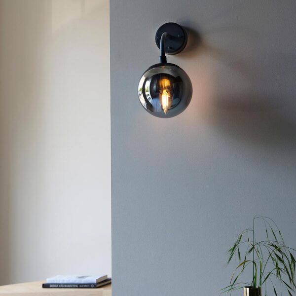 modern globe wall light - matt black - Stillorgan Decor