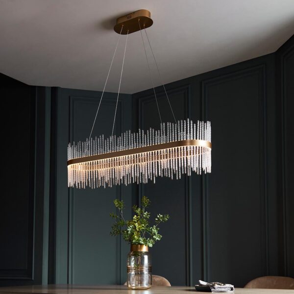 opulent luxury crystal rod ceiling light brushed gold - Stillorgan Decor