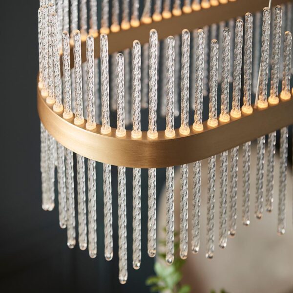 opulent luxury crystal rod ceiling light brushed gold - Stillorgan Decor