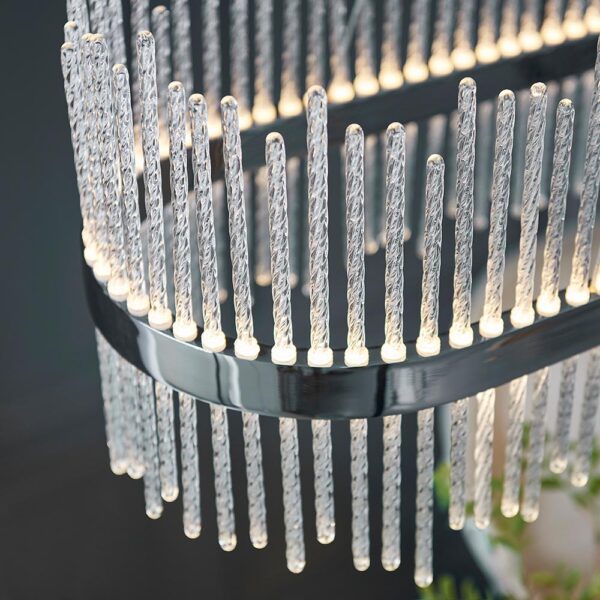 opulent luxury crystal rod ceiling light chrome silver - Stillorgan Decor