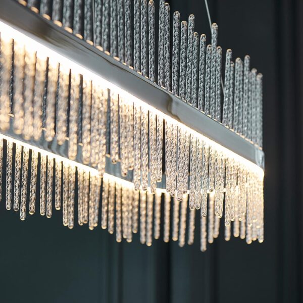 opulent luxury crystal rod ceiling light chrome silver - Stillorgan Decor