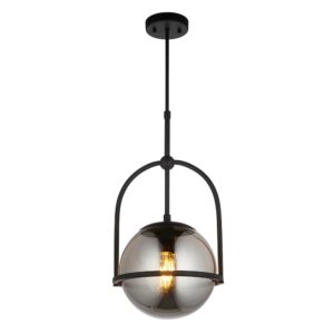 modern single globe smoked black glass ceiling light - Stillorgan Decor