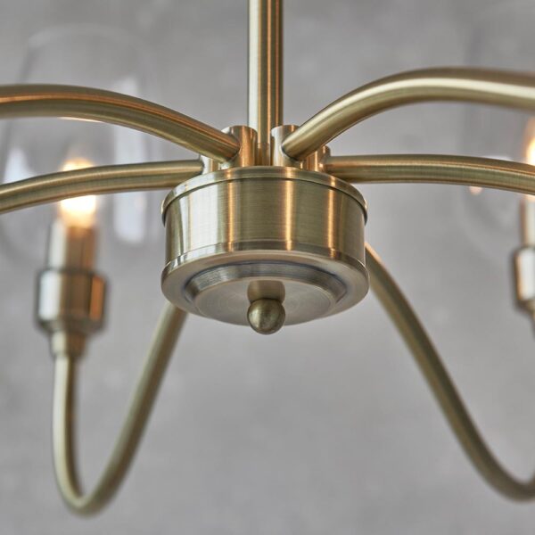 elegant classic style 6 glass shade ceiling pendant light antique brass - Stillorgan Decor