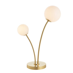 modern scandi style two globe table lamp brushed gold