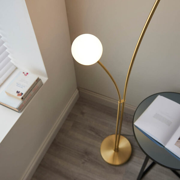 modern scandi style globe floor lamp brushed gold - Stillorgan Decor