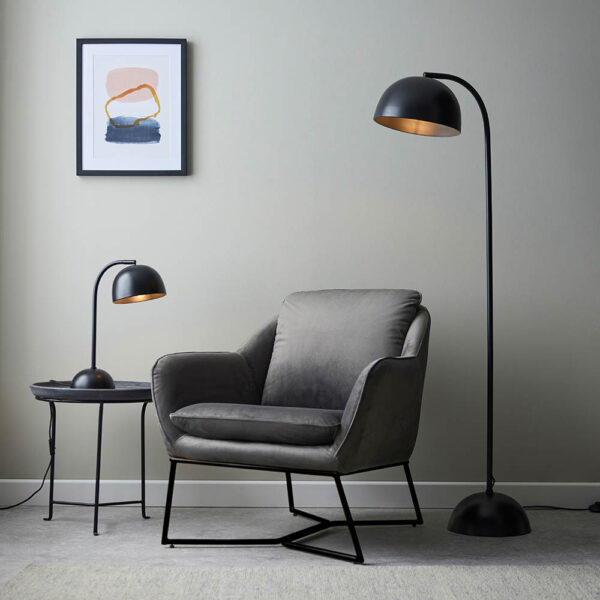 modern smart domed table lamp black and gold - Stillorgan Decor