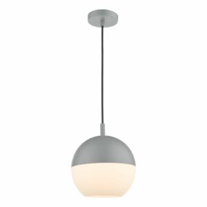 modern single globe hanging pendant grey opal glass - Stillorgan Decor
