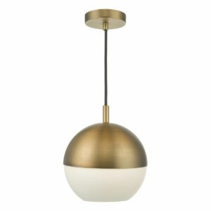modern single globe hanging pendant brass opal glass - Stillorgan Decor