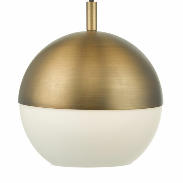 modern single globe hanging pendant brass opal glass - Stillorgan Decor