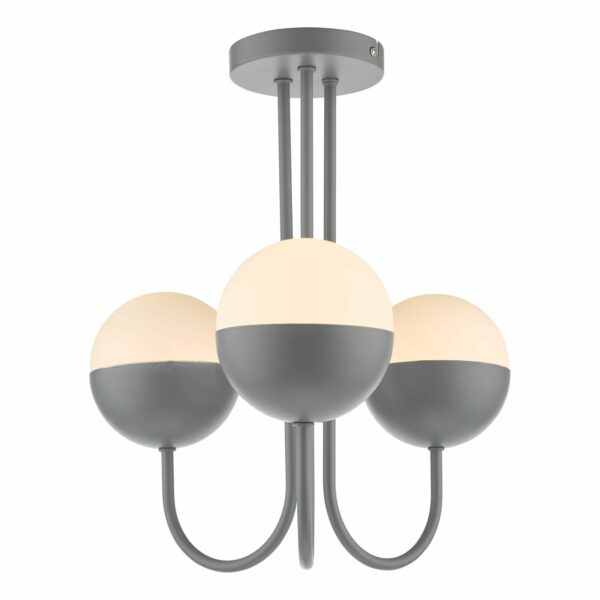 modern 3 globe hanging pendant ceiling light grey opal glass - Stillorgan Decor