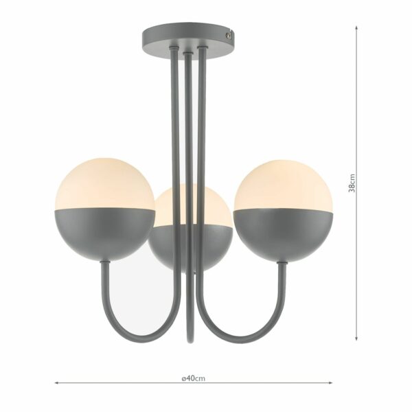 modern 3 globe hanging pendant ceiling light grey opal glass - Stillorgan Decor