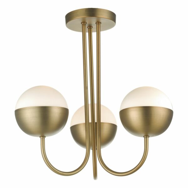 modern 3 globe hanging pendant brass opal glass - Stillorgan Decor