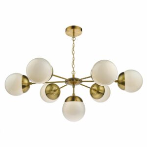 amazing mid century inspired opal globe ceiling pendant light brass - Stillorgan Decor