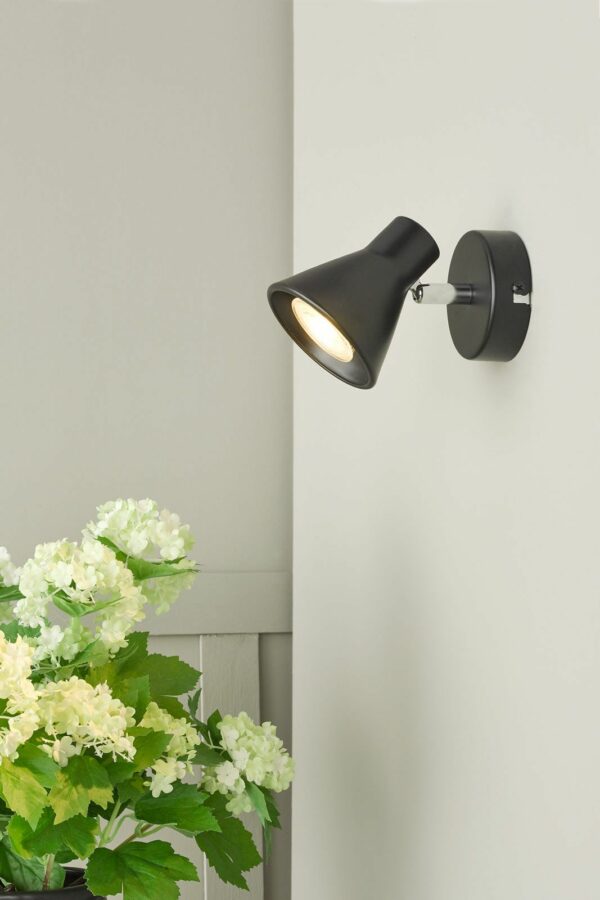 single adjustable wall spotlight - matt black - Stillorgan Decor