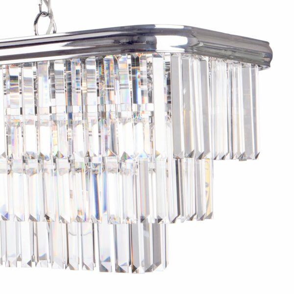 statement linear crystal chandelier  polished nickel silver - Stillorgan Decor