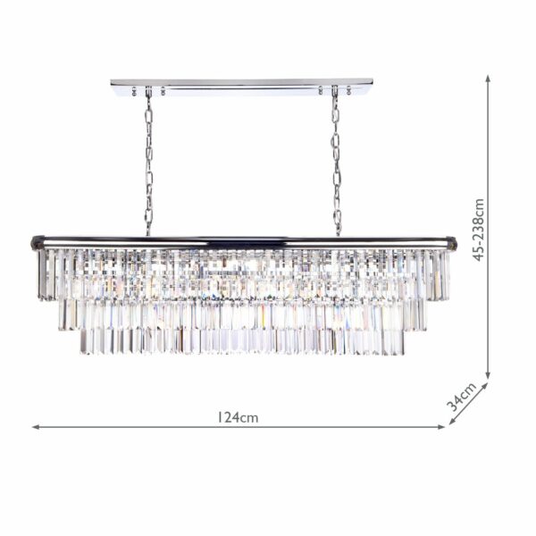 statement linear crystal chandelier  polished nickel silver - Stillorgan Decor