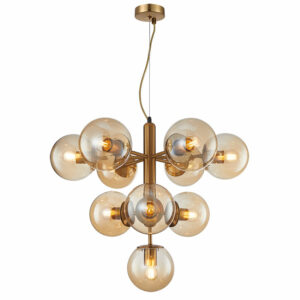 modern cluster 10 globe matt brass ceiling pendant light - Stillorgan Decor