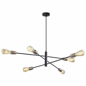 industrial simple armed 6 light hanging ceiling light black and antique brass - Stillorgan Decor