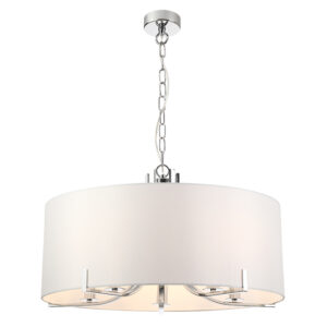 classical shaded armed ceiling pendant chrome silver and white - Stillorgan Decor