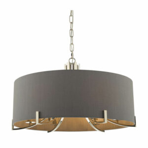 classical shaded armed ceiling pendant chrome silver and grey - Stillorgan Decor