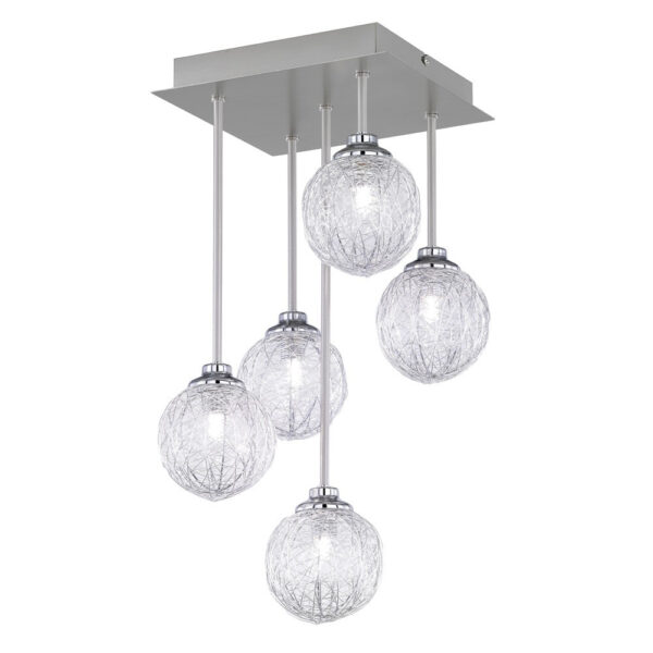 hanging 5 globe silver ceiling light - Stillorgan Decor