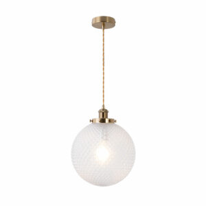 textured glass globe ceiling pendant light matt brass - Stillorgan Decor